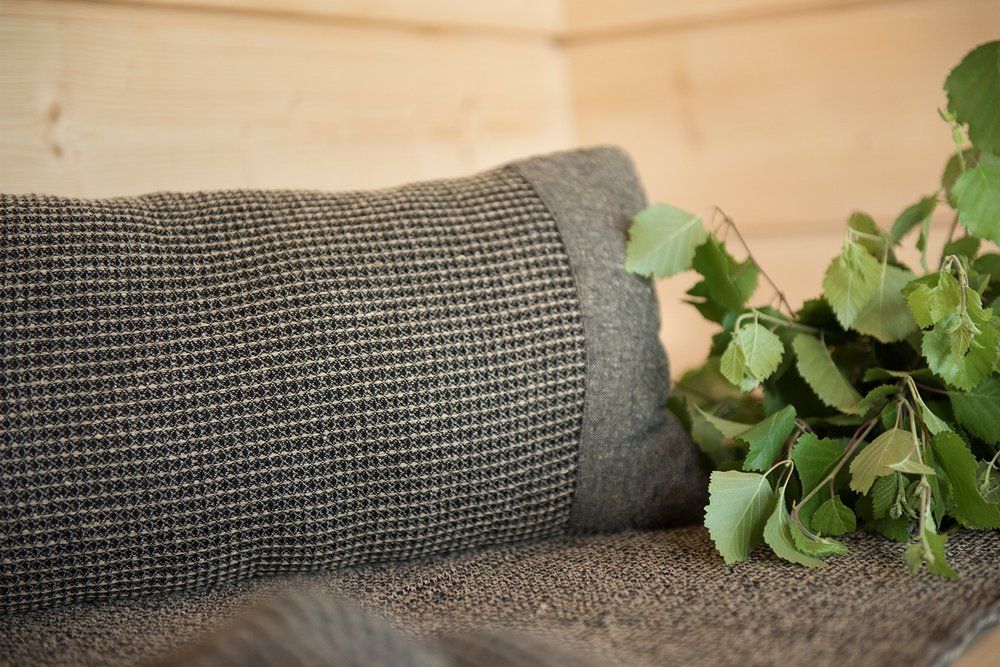 Saunakissen 50x22 cm Schwarz/Beige