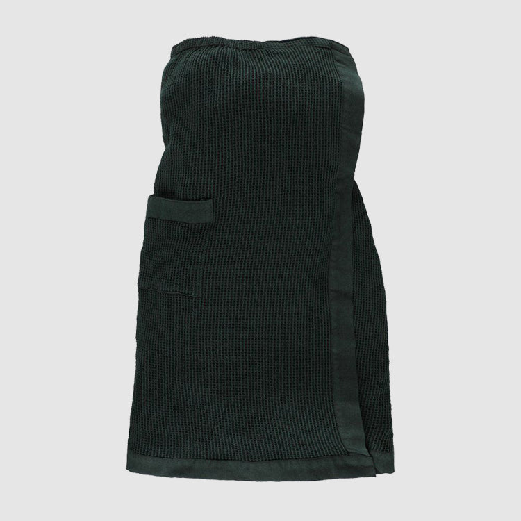 Saunasarong 145x85 cm Schwarz/Dunkelgrün