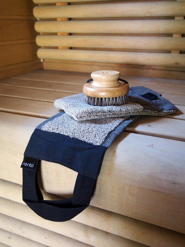 Rückenschrubber 14x70 cm Schwarz/Leinen