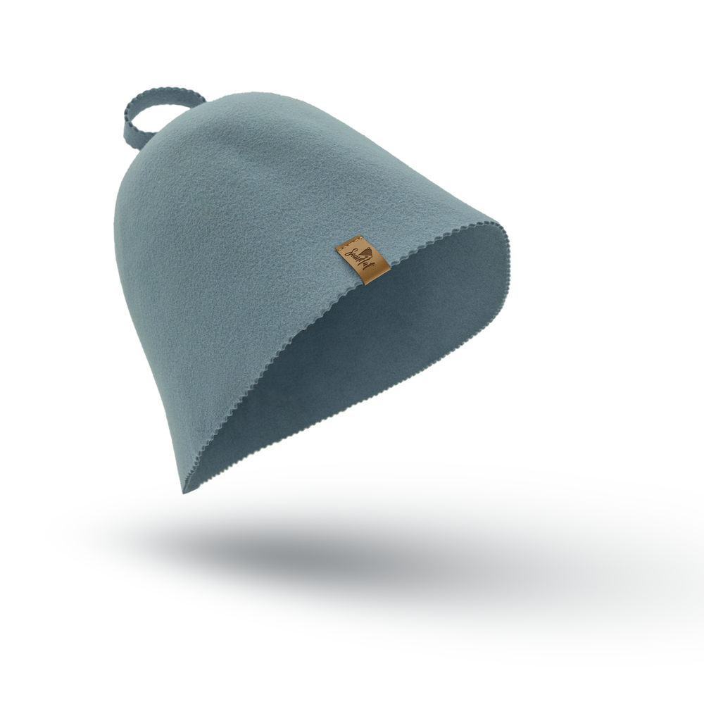 Sauna-Hut Hellblau aus 100 % Wolle