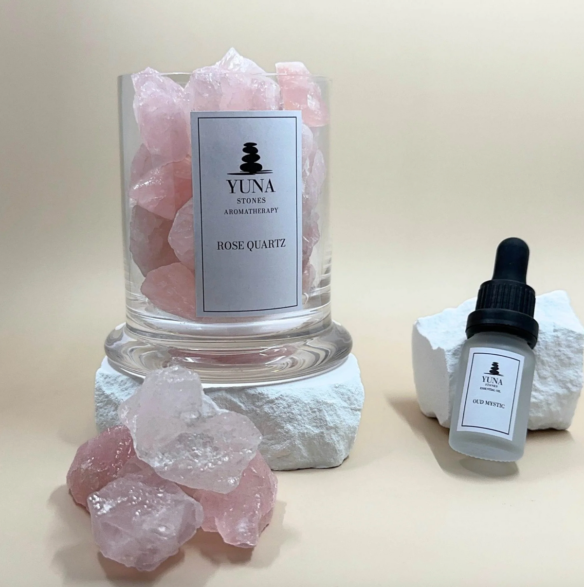 Yuna Stone Edelstein Diffuser Rose Quartz Oud Mystic
