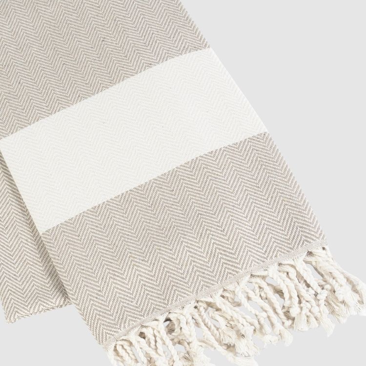 Türkisches Handtuch mit Fischgrätmuster, beige