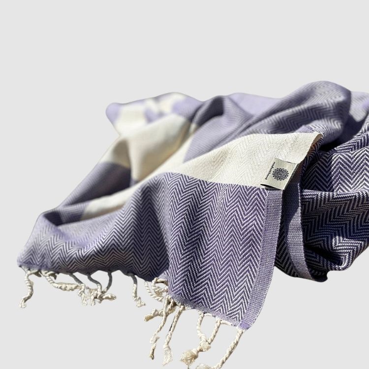 Türkisches Handtuch mit Fischgrätmuster, lila